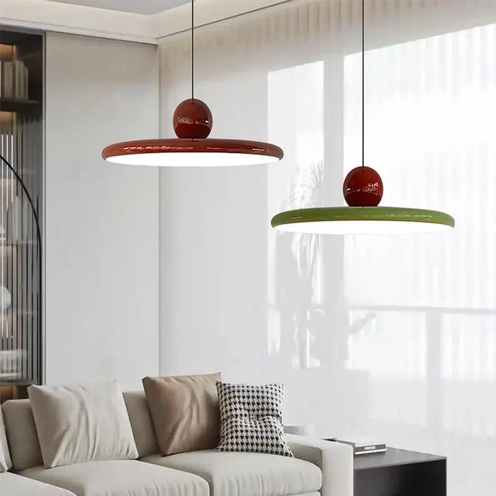 Bauhaus pendant lamp featuring a cream shade and modern minimalist design, crafted from durable metal for stylish illumination. 2