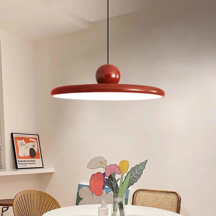 Bauhaus pendant lamp featuring a cream shade and modern minimalist design, crafted from durable metal for stylish illumination. 0