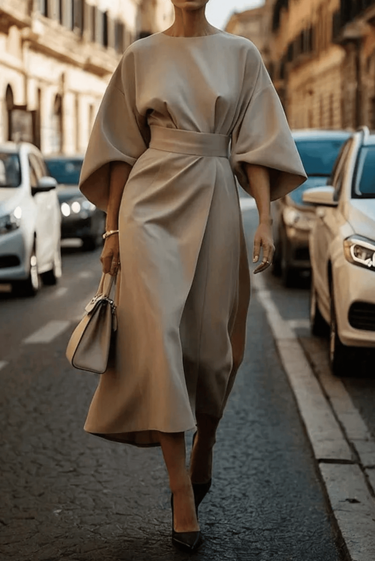 Belted black maxi dress for women featuring an elegant silhouette and long sleeves, perfect for weddings and special occasions. 1