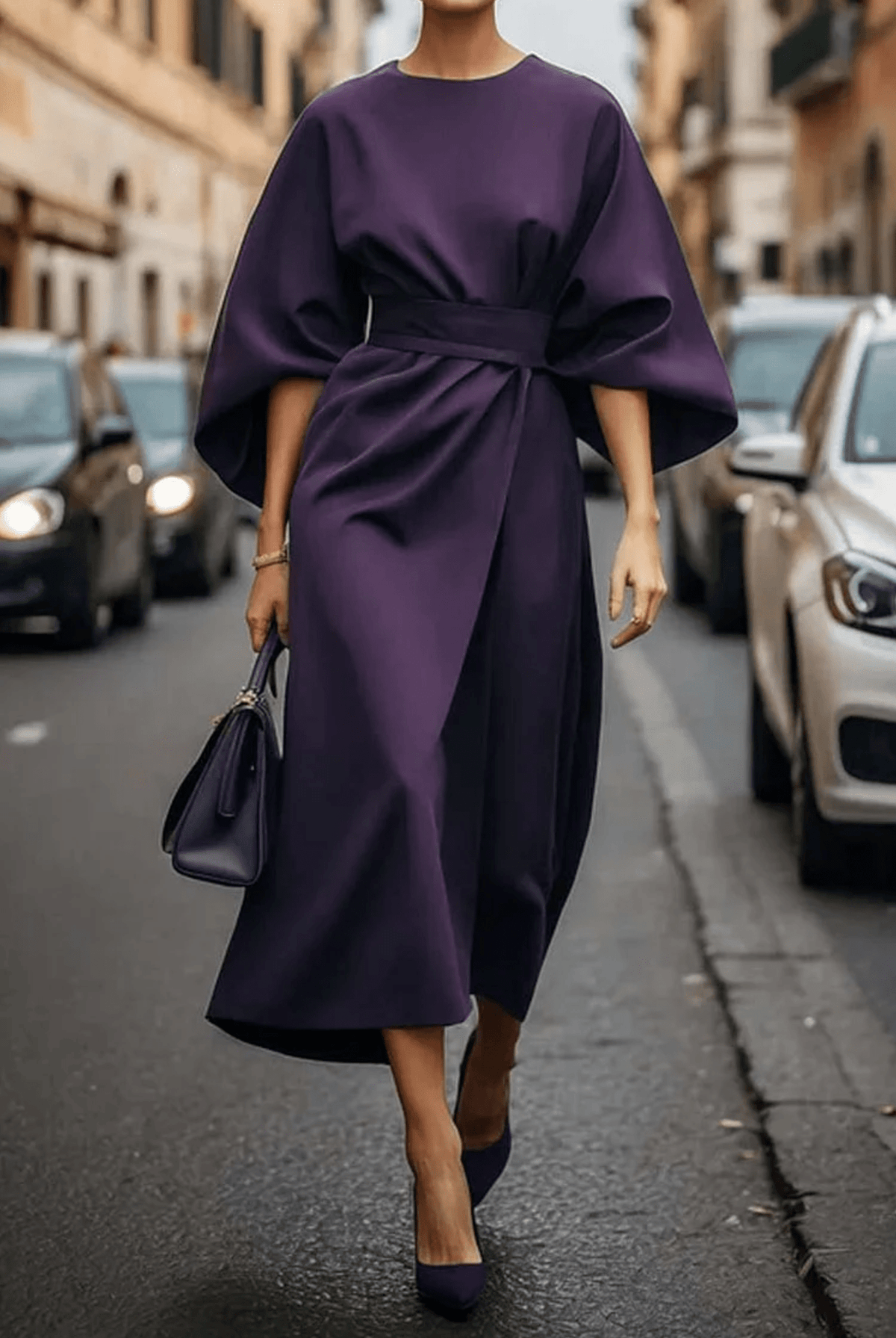 Belted black maxi dress for women featuring an elegant silhouette and long sleeves, perfect for weddings and special occasions. 5