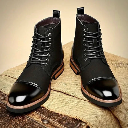 Black Leather Oxford Boots with Cushioned Insole and Closed-Lacing Design – Elegant Mens Footwear 7