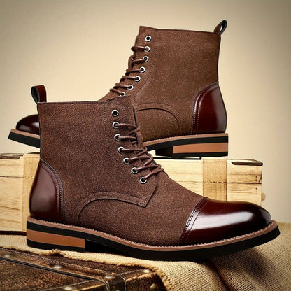 Black Leather Oxford Boots with Cushioned Insole and Closed-Lacing Design – Elegant Mens Footwear 3