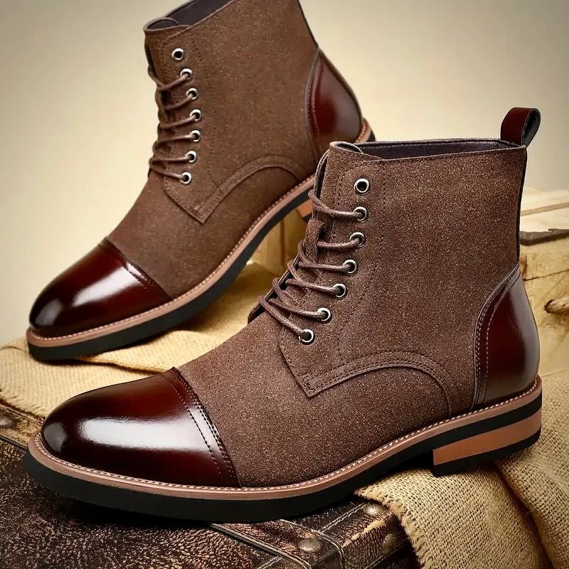 Black Leather Oxford Boots with Cushioned Insole and Closed-Lacing Design – Elegant Mens Footwear 4