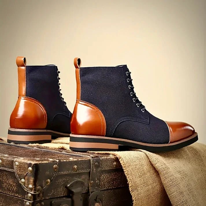 Black Leather Oxford Boots with Cushioned Insole and Closed-Lacing Design – Elegant Mens Footwear 2