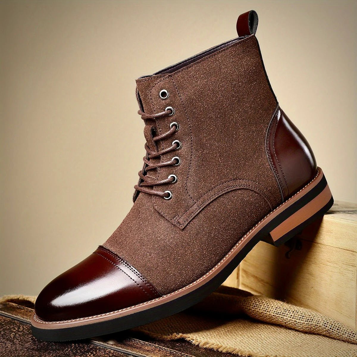Black Leather Oxford Boots with Cushioned Insole and Closed-Lacing Design – Elegant Mens Footwear 5