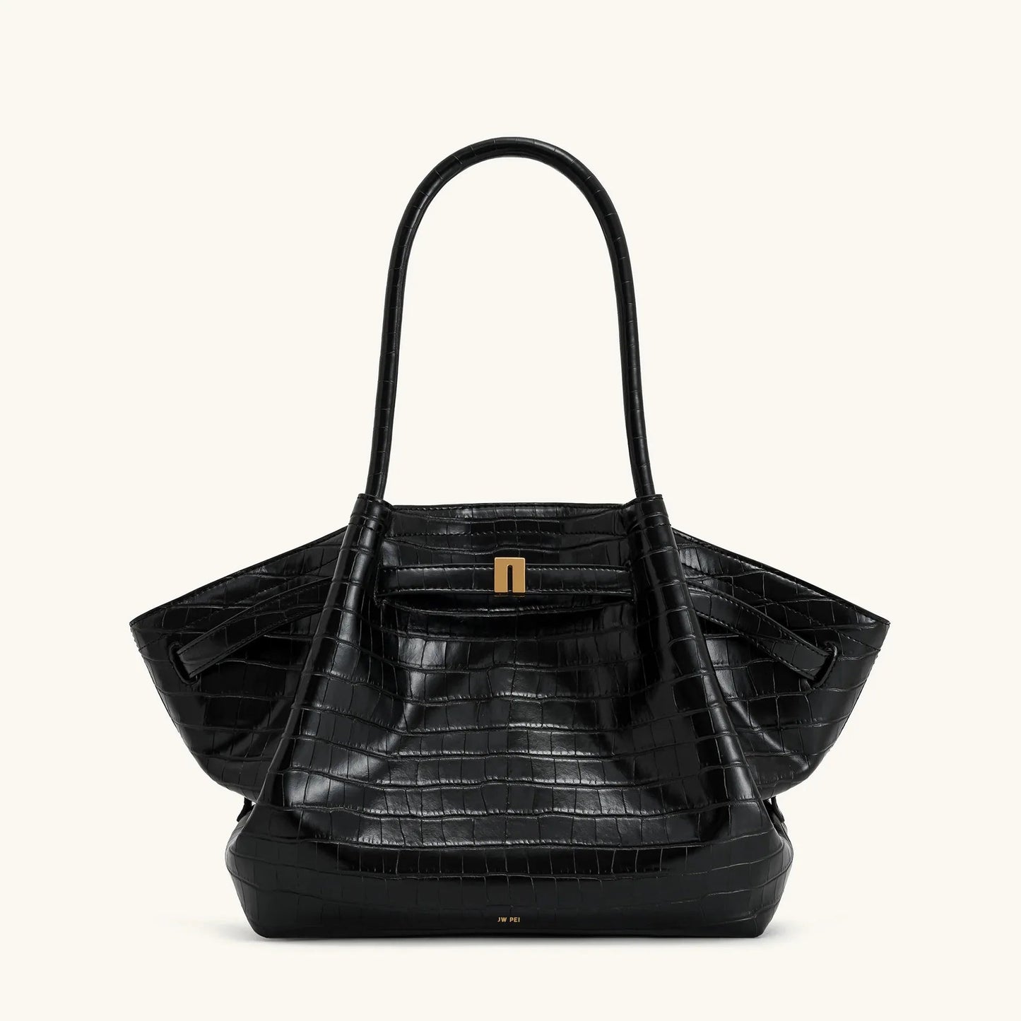 Elegant black shoulder bag with large capacity and adjustable straps, featuring a chic faux suede design for stylish women. 9