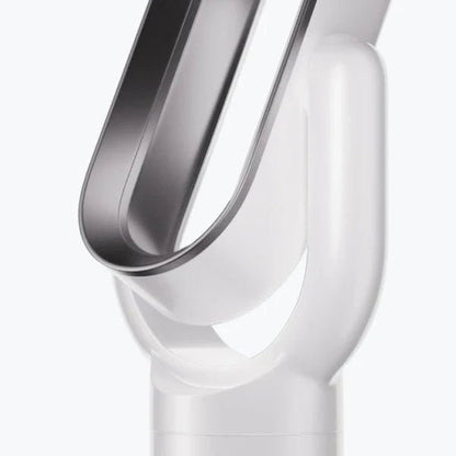 Bladeless tower fan in sleek silver and gold design featuring 10 adjustable speeds and wide oscillation for optimal airflow and modern home aesthetics. 6