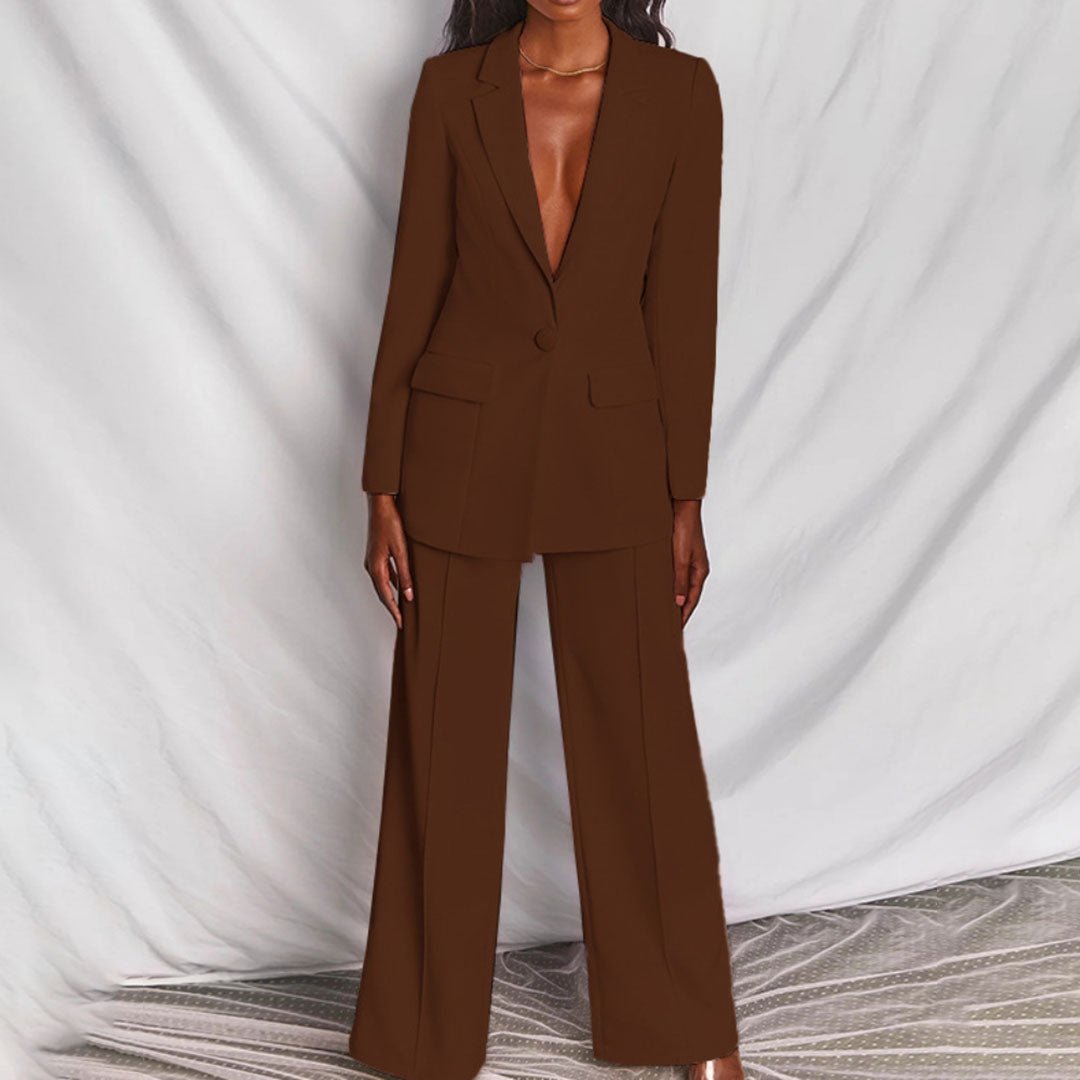 Blazer set featuring a tailored fit in trendy colors, designed for modern elegance, perfect for formal and professional wear. 8