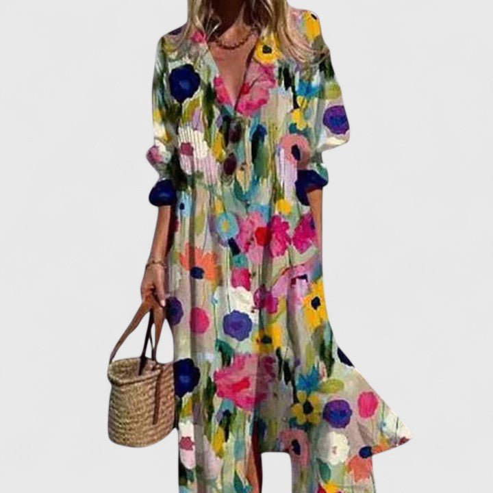 Boho dress for women featuring a flattering fit and vibrant patterns, perfect lightweight summer sundress for casual outings and warm weather. 2