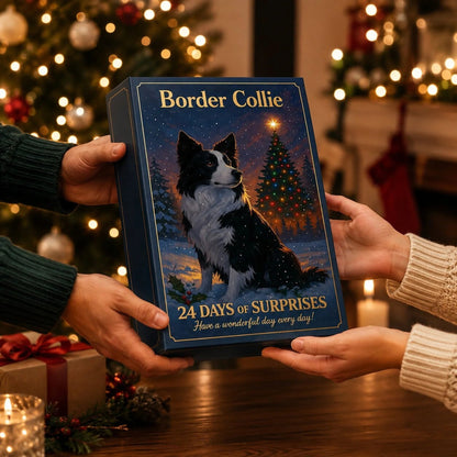 Border Collie Advent Calendar 2026 featuring 24 durable plastic figurines for a festive holiday countdown.

 3