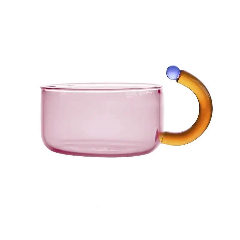 Borosilicate glass kettle mug set featuring an elegant modern design, includes a 400ml jug with a built-in filter and an 80ml 0