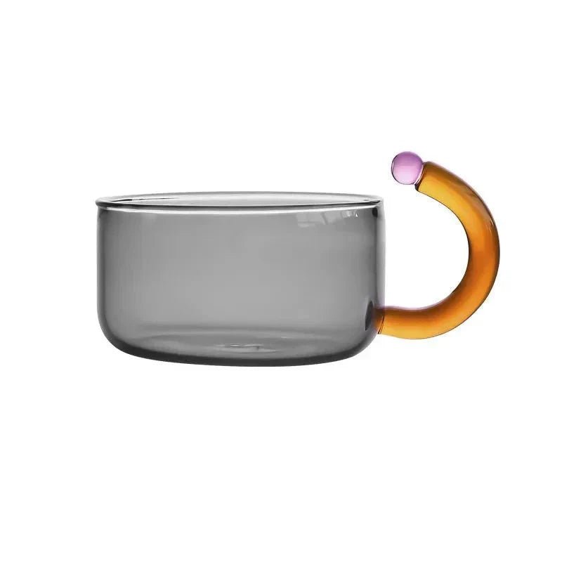Borosilicate glass kettle mug set featuring an elegant modern design, includes a 400ml jug with a built-in filter and an 80ml 7