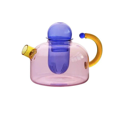 Borosilicate glass kettle mug set featuring an elegant modern design, includes a 400ml jug with a built-in filter and an 80ml 8