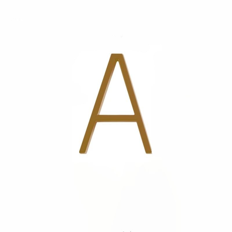 Elegant brass house numbers with a satin finish, designed for floating or flat installation, featuring a weather-resistant design for durability and style. 12