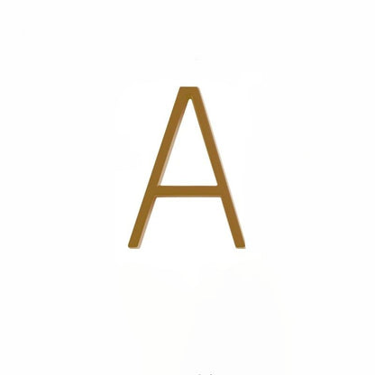 Elegant brass house numbers with a satin finish, designed for floating or flat installation, featuring a weather-resistant design for durability and style. 12