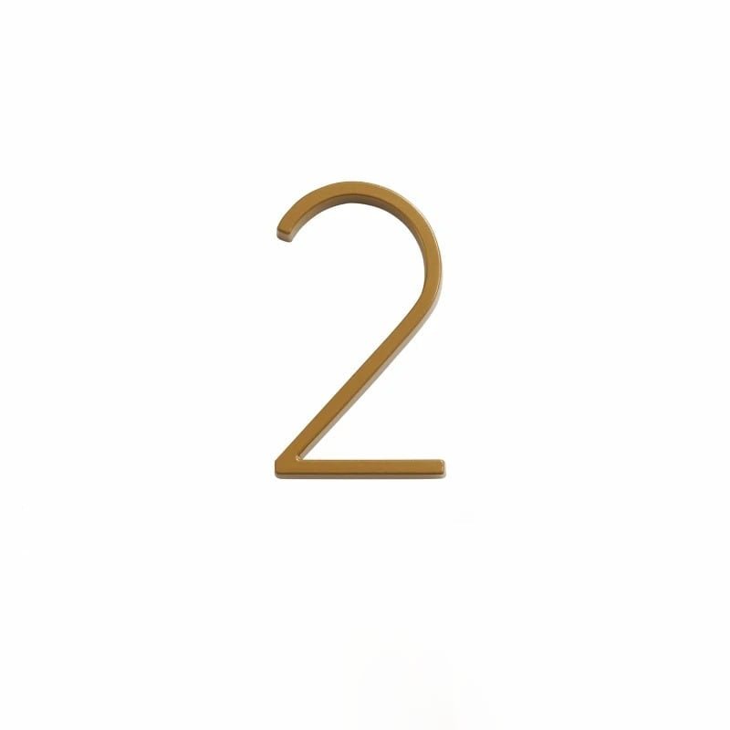 Elegant brass house numbers with a satin finish, designed for floating or flat installation, featuring a weather-resistant design for durability and style. 17