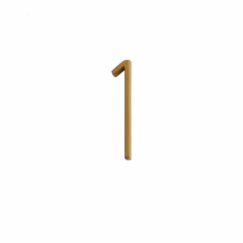 Elegant brass house numbers with a satin finish, designed for floating or flat installation, featuring a weather-resistant design for durability and style. 10