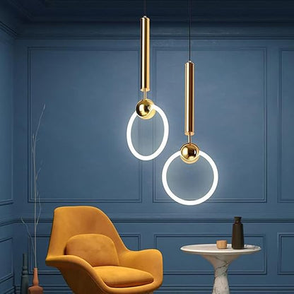 Brass pendant light featuring a minimalist design, ideal for illuminating a kitchen island with a Nordic aesthetic. 3