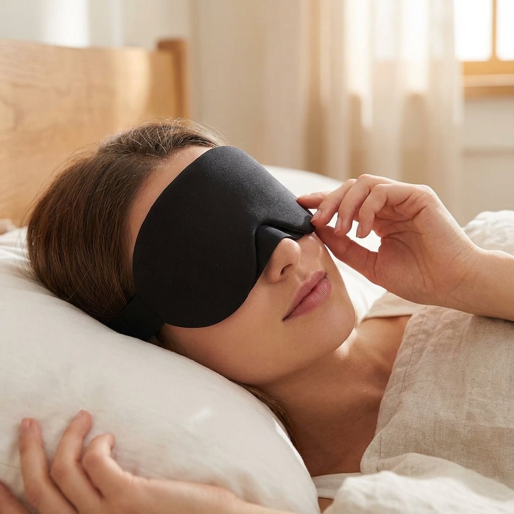 Breathable sleeping mask featuring an adjustable nose bridge, made with five layers of soft cotton for ultimate comfort during sleep. 1