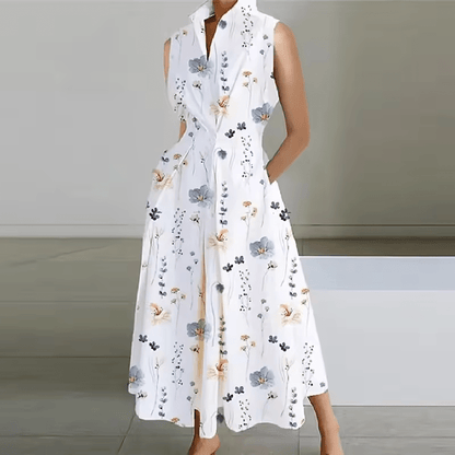 Button-Down Shirt Dress with Cinched Waist – Classic Design for Women – Versatile White Linen Shirt Dress 1