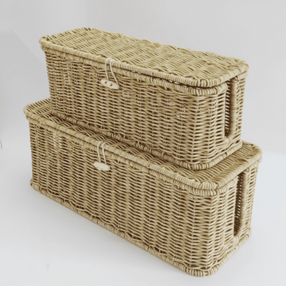 Cable Organizer Box with Lid in Woven Style Design for Home Office Storage, Perfect for Keeping Cords Tidy and Clutter-Free. 4