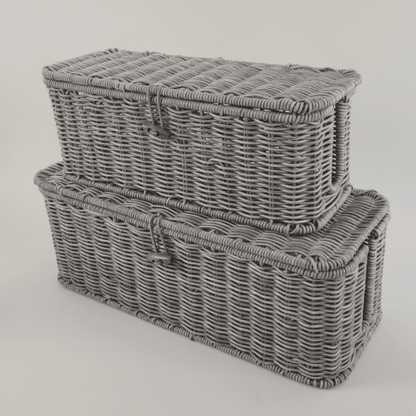 Cable Organizer Box with Lid in Woven Style Design for Home Office Storage, Perfect for Keeping Cords Tidy and Clutter-Free. 0