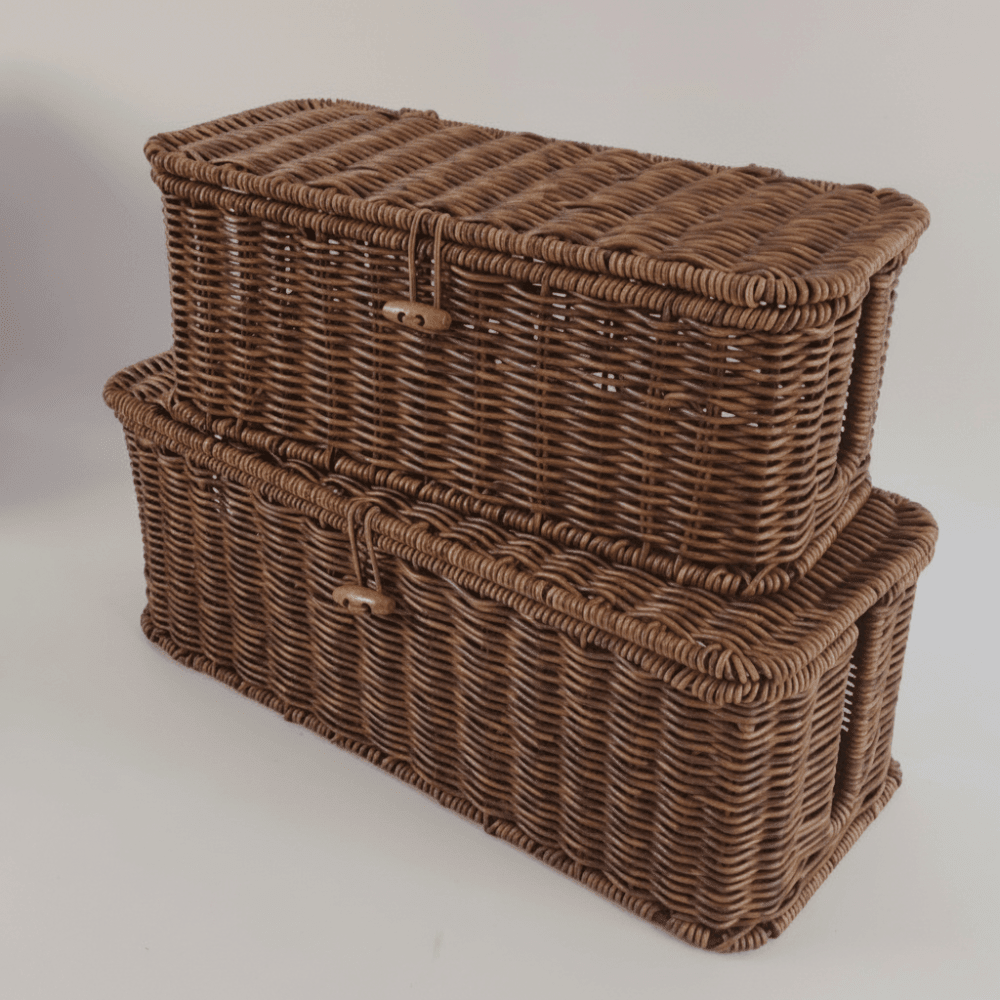 Cable Organizer Box with Lid in Woven Style Design for Home Office Storage, Perfect for Keeping Cords Tidy and Clutter-Free. 2