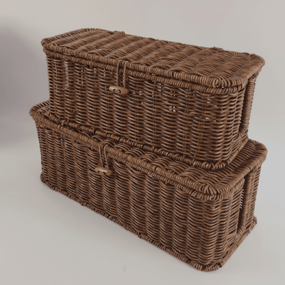Cable Organizer Box with Lid in Woven Style Design for Home Office Storage, Perfect for Keeping Cords Tidy and Clutter-Free. 2