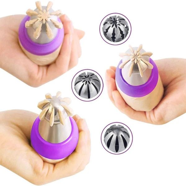 Cake Decorating Kit featuring stainless steel nozzles and piping bags, 8-piece set ideal for creating beautiful cupcakes and cakes. 4