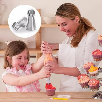 Cake Decorating Kit featuring stainless steel nozzles and piping bags, 8-piece set ideal for creating beautiful cupcakes and cakes. 7