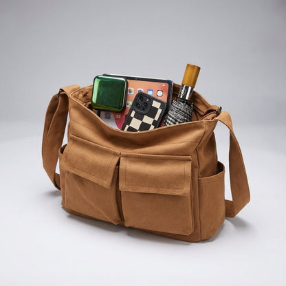 Canvas Messenger Bag with Adjustable Strap and Multiple Pockets – Durable Reinforced Design 2