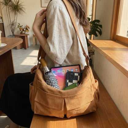 Canvas Messenger Bag with Adjustable Strap and Multiple Pockets – Durable Reinforced Design 1