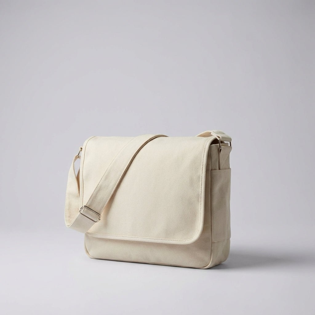 Canvas shoulder bag featuring an adjustable strap and spacious compartments, made from durable cotton polyester, ideal for everyday use and travel. 2