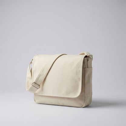Canvas shoulder bag featuring an adjustable strap and spacious compartments, made from durable cotton polyester, ideal for everyday use and travel. 2