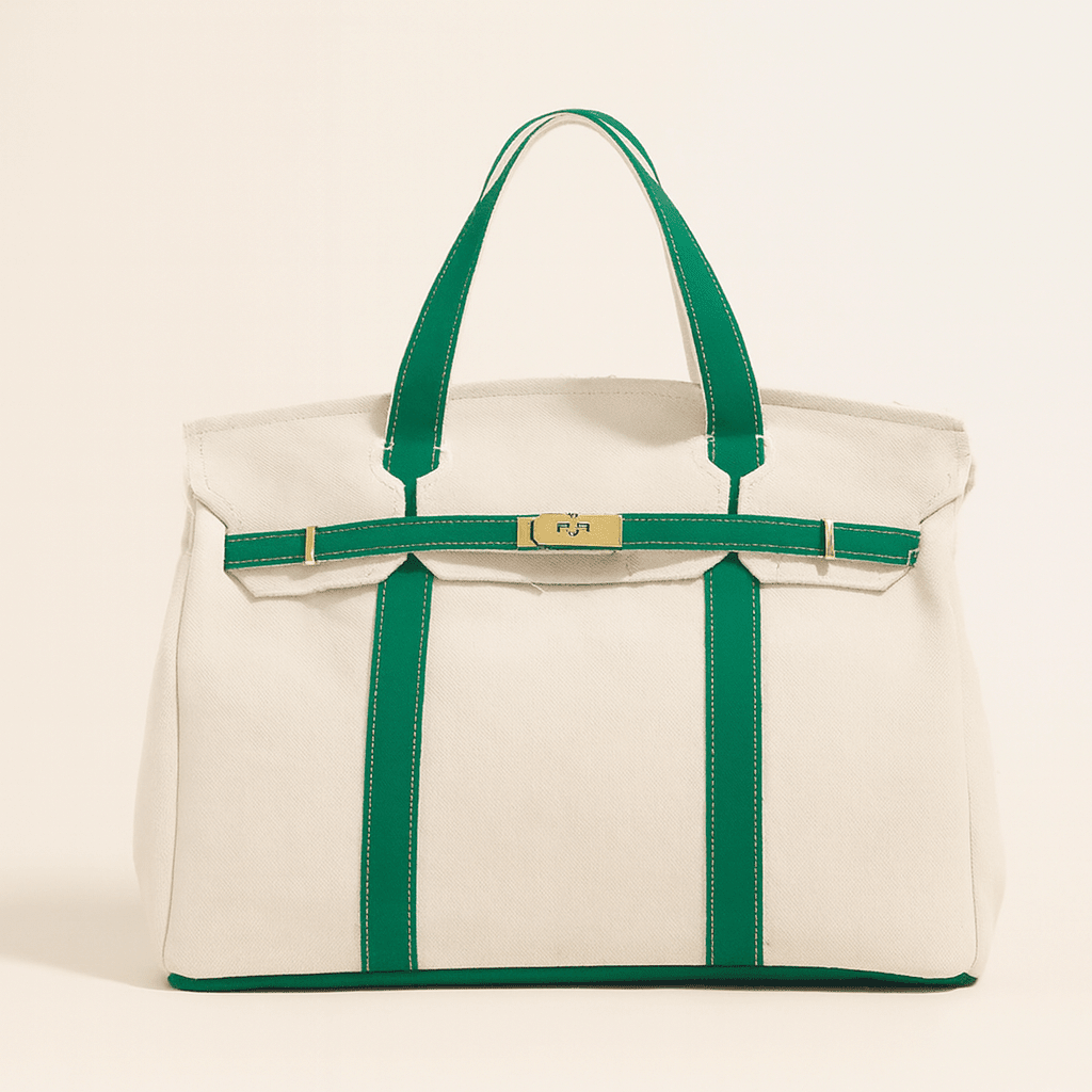 Durable canvas tote bag with reinforced steel details, stylish design, and spacious dimensions of 40x30x20 cm, perfect for shopping and everyday 6