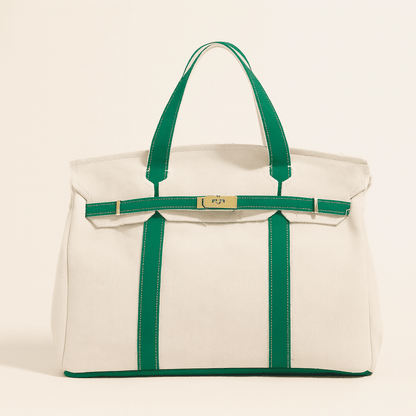 Durable canvas tote bag with reinforced steel details, stylish design, and spacious dimensions of 40x30x20 cm, perfect for shopping and everyday 6