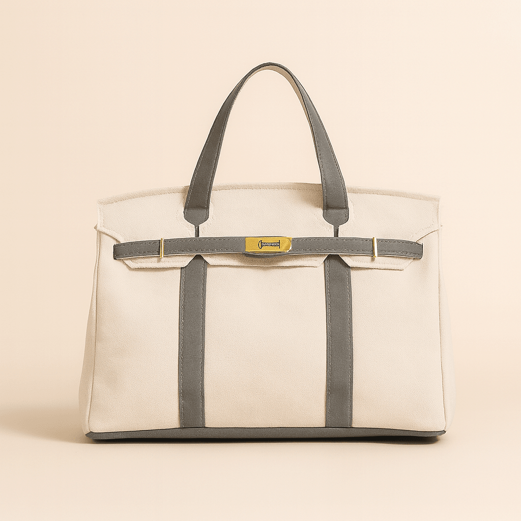 Durable canvas tote bag with reinforced steel details, stylish design, and spacious dimensions of 40x30x20 cm, perfect for shopping and everyday 7