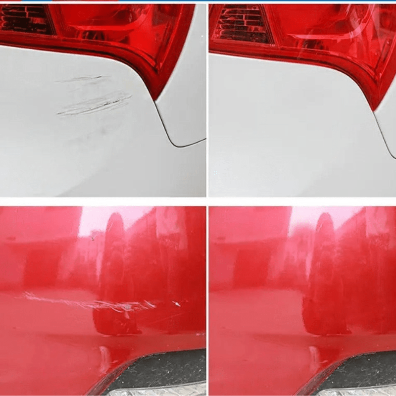 Car Scratch Remover with Polishing Pad featuring a non-abrasive formula designed for easy repair of car paint scratches, showcasing its effective application on a 1