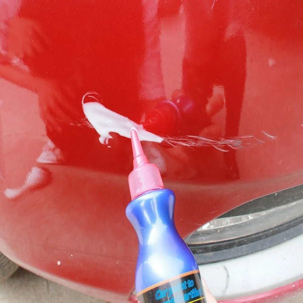 Car Scratch Remover with Polishing Pad featuring a non-abrasive formula designed for easy repair of car paint scratches, showcasing its effective application on a 2