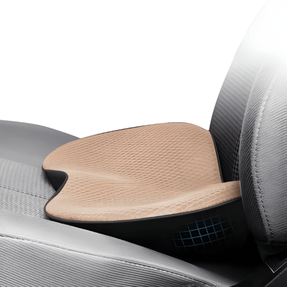 Car seat cushion with memory foam for comfort and posture support, featuring an ergonomic design and breathable fabric for enhanced driving experience. 1