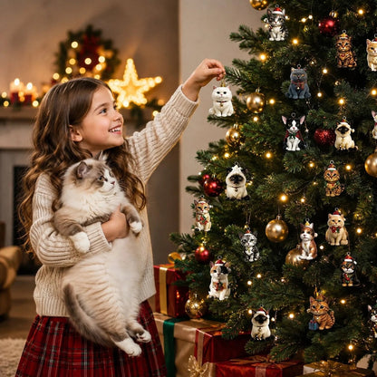 Cat Advent Calendar 2026 featuring 24 flat plastic ornaments for Christmas countdown, designed with festive cat-themed decorations. 3