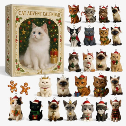 Cat Advent Calendar featuring 24 festive toys for Christmas countdown, beautifully designed decorative holiday box for cats. 0