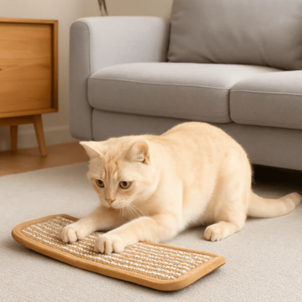 Cat Scratching Pillow infused with catnip, featuring soft plush material, available in various sizes for ultimate feline comfort and engagement. 0