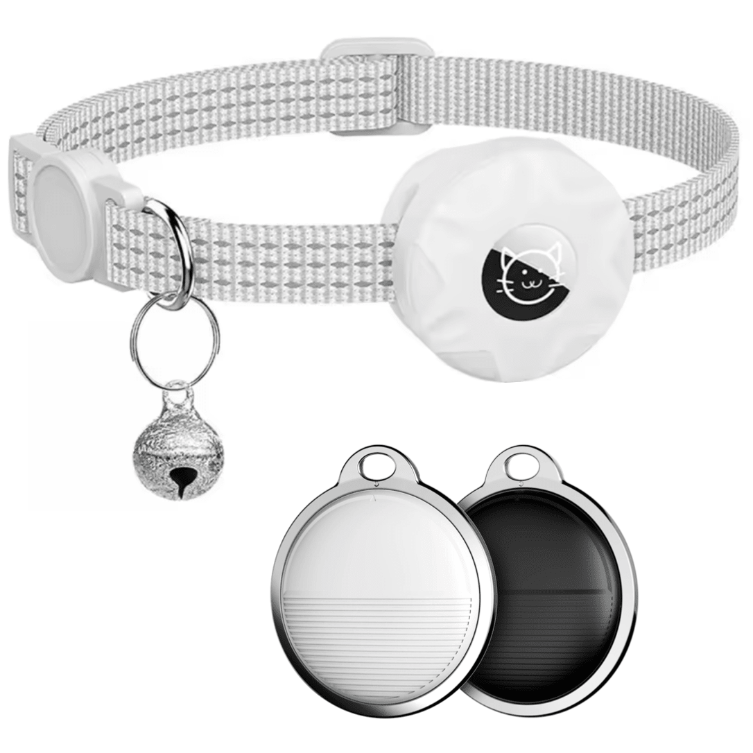 Cat Tracker Collar featuring Bluetooth Location Tracking and a Reflective Safety Design for enhanced visibility and pet safety. 1
