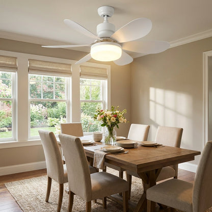 Ceiling lamp featuring a modern design with dimmable LED lights, remote control functionality, and a whisper-quiet fan, providing 4500 lum 1