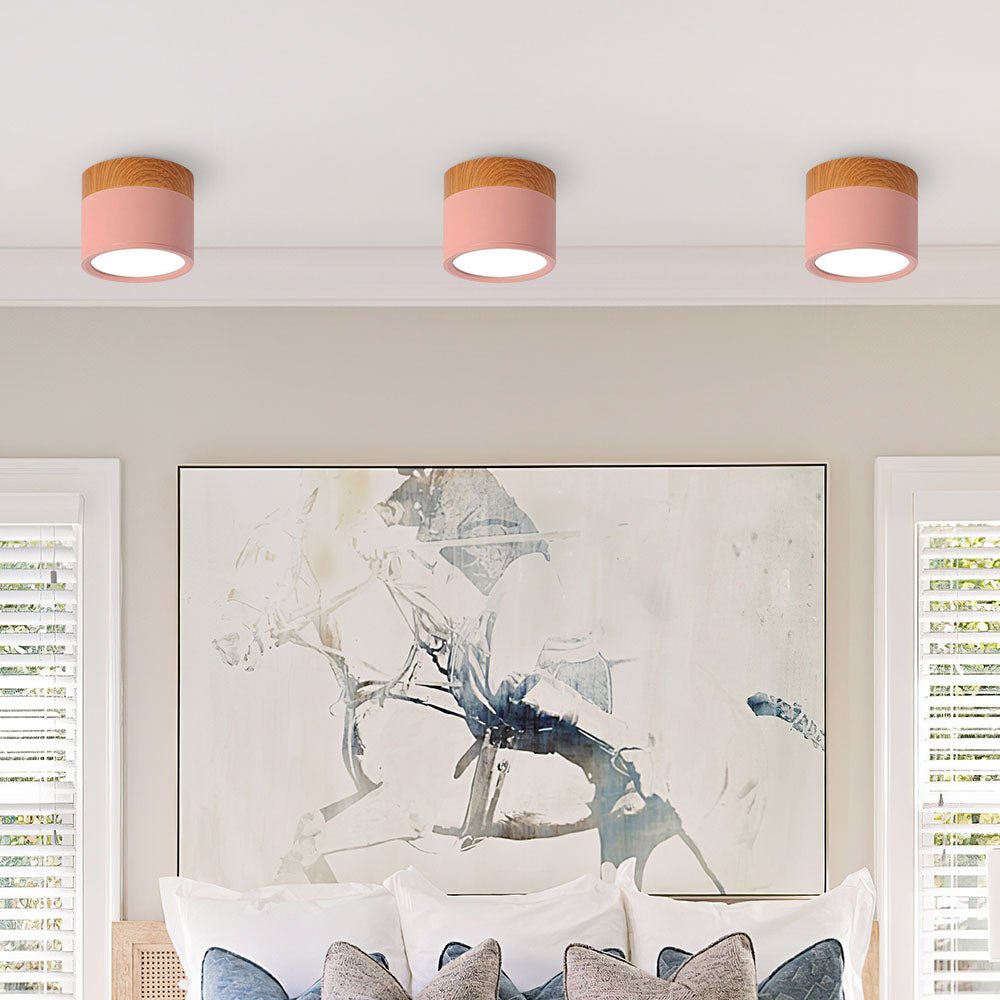 Ceiling lamp featuring integrated LED lights and a stylish wooden accent, designed in modern Scandinavian style, perfect for enhancing home decor. 9
