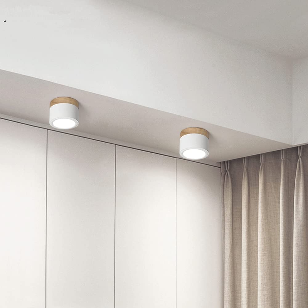 Ceiling lamp featuring integrated LED lights and a stylish wooden accent, designed in modern Scandinavian style, perfect for enhancing home decor. 2