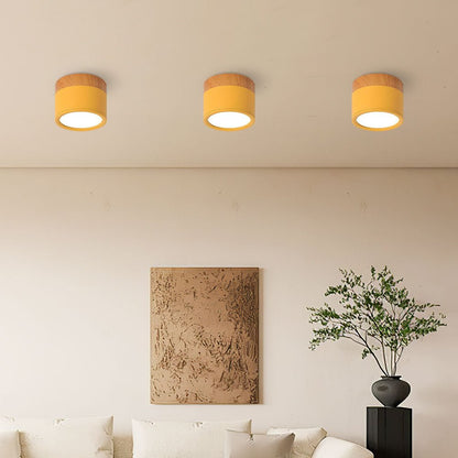 Ceiling lamp featuring integrated LED lights and a stylish wooden accent, designed in modern Scandinavian style, perfect for enhancing home decor. 11