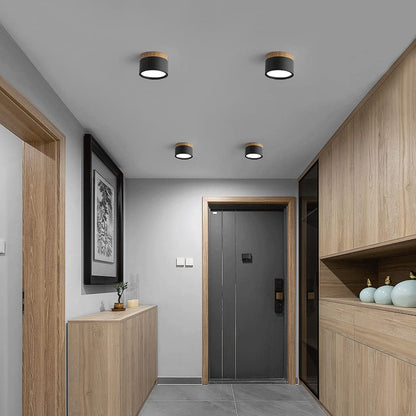 Ceiling lamp featuring integrated LED lights and a stylish wooden accent, designed in modern Scandinavian style, perfect for enhancing home decor. 5
