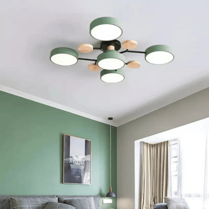 Ceiling Lamp with Radial Arms and Disc Light Heads